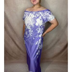 Vintage Hawaiian Dress Purple White Floral Large